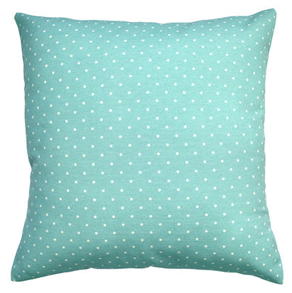 Cojín de algodón con estampado de topitos visto de frente, diseño artesanal hecho en España. Ana de Valle. Remolona.