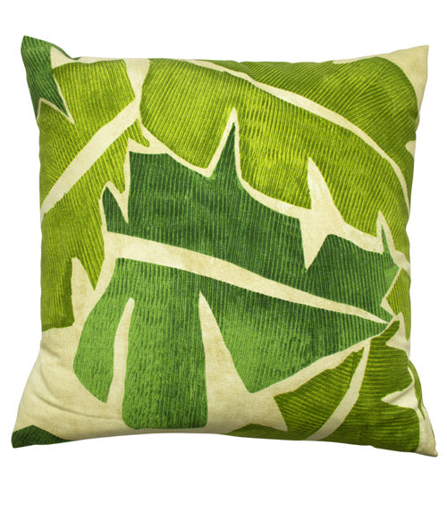 Parte trasera del cojín con botones dorados labrados y estampado vegetal. Ana de Valle. Remolona.