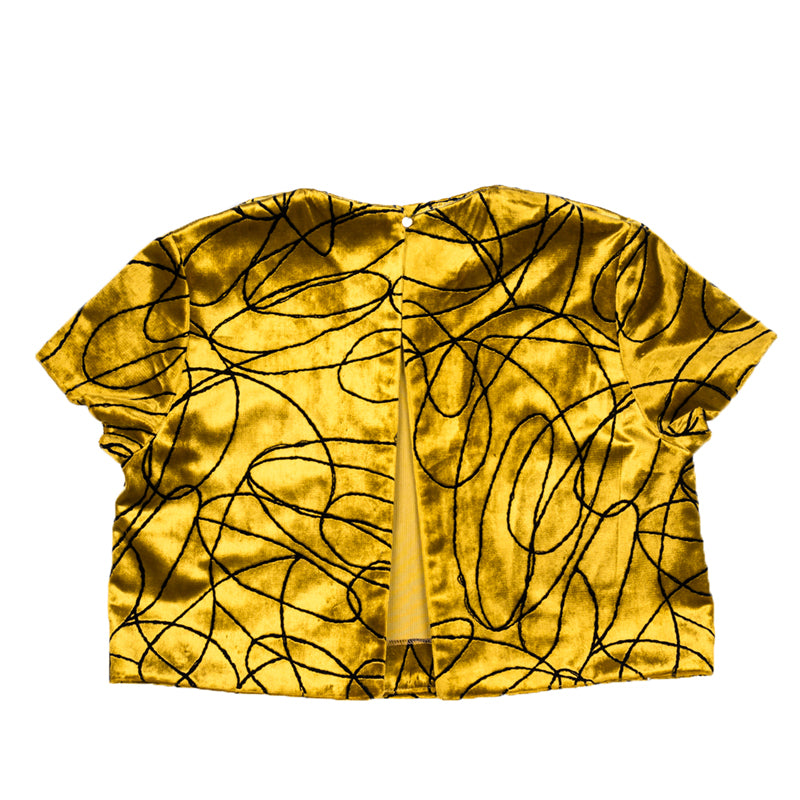 Top de terciopelo de seda dorado