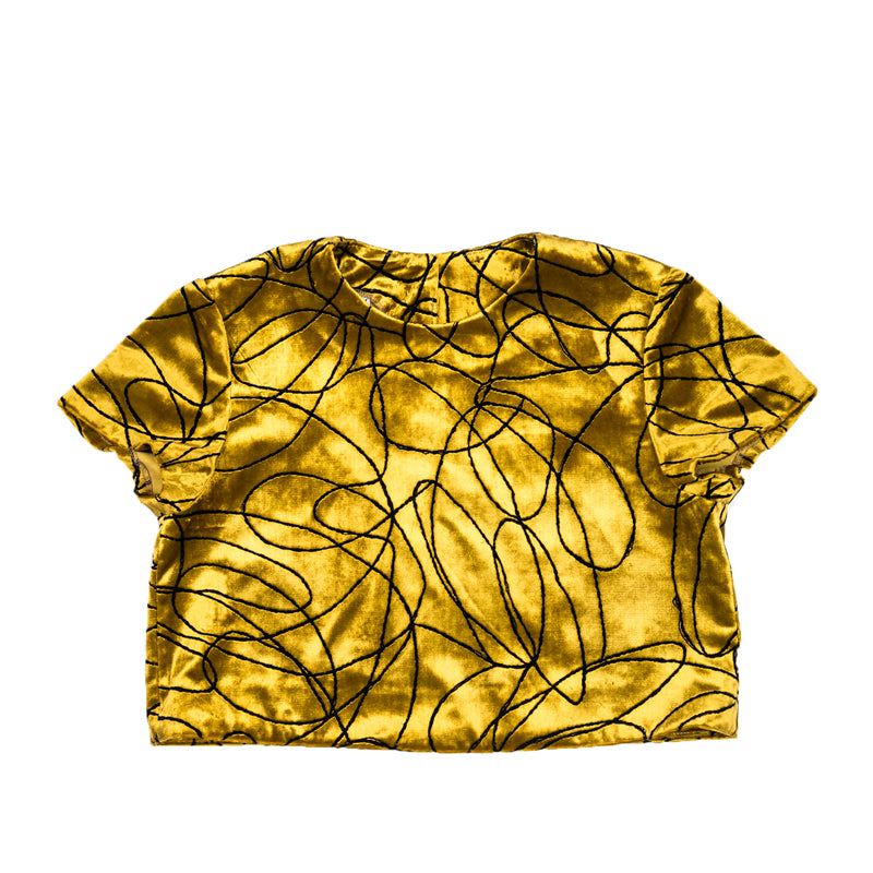 Top de terciopelo de seda dorado